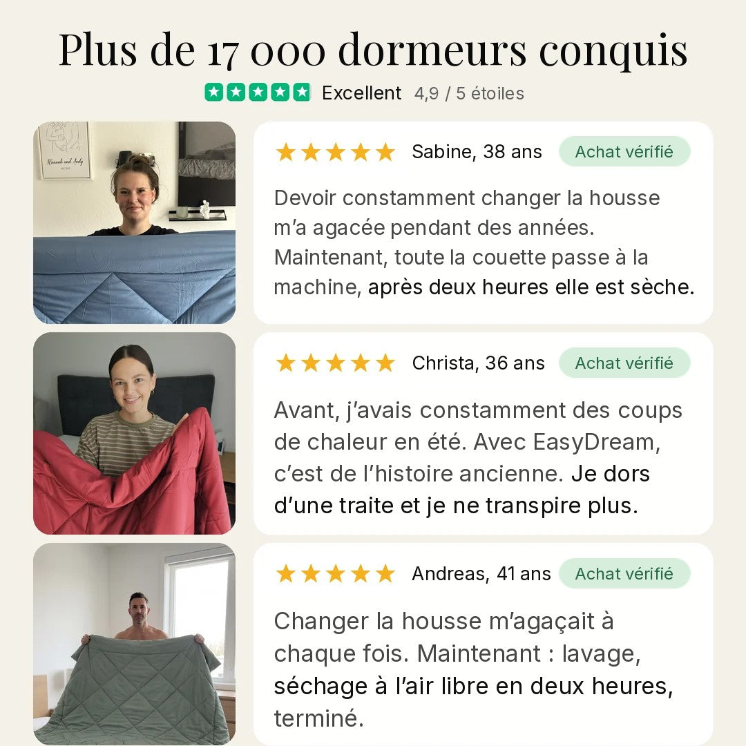 Couette EasyDream – La 2-en-1 à séchage rapide qui vous dispense de housse de couette.